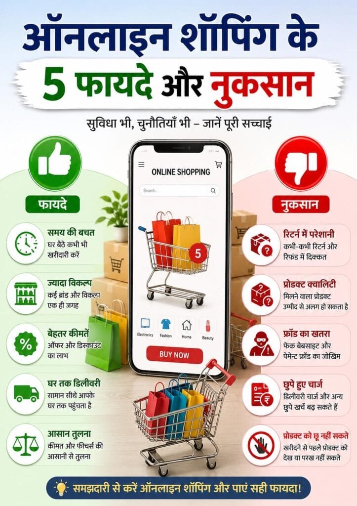 online shoping pros and cons ऑनलाइन शॉपिंग के 5 फायदे और नुकसान