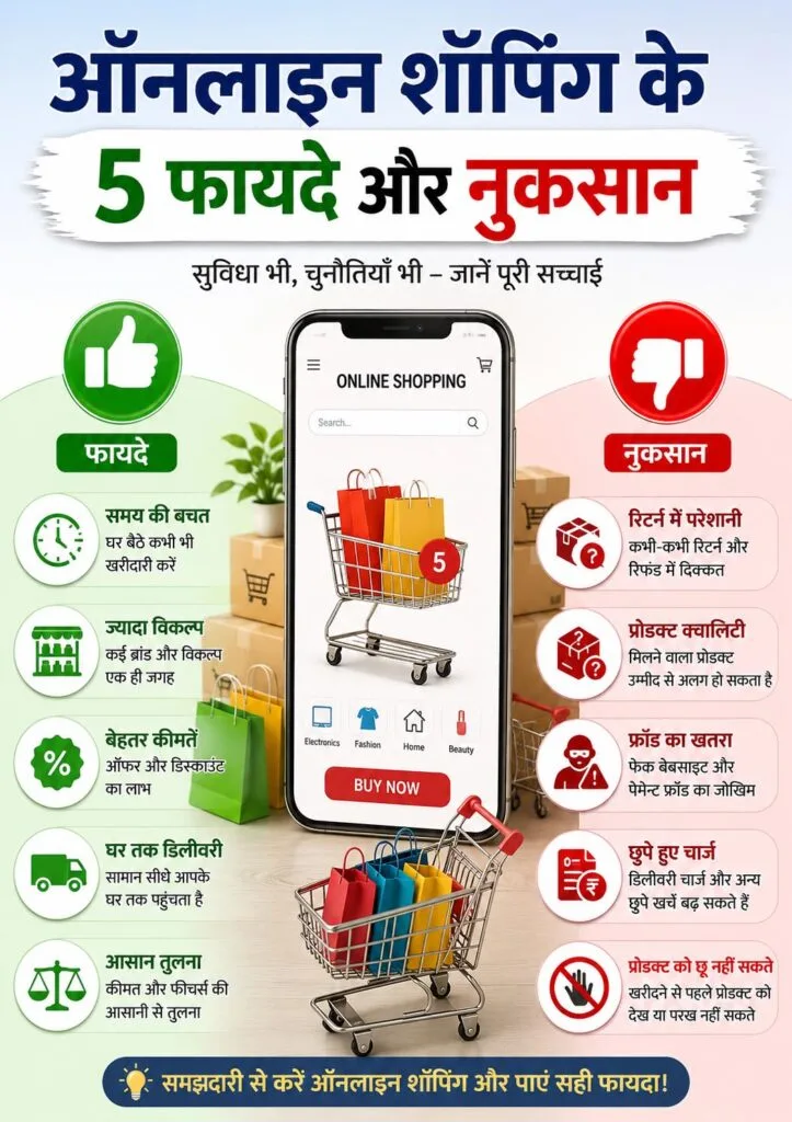 online shoping pros and cons ऑनलाइन शॉपिंग के 5 फायदे और नुकसान
